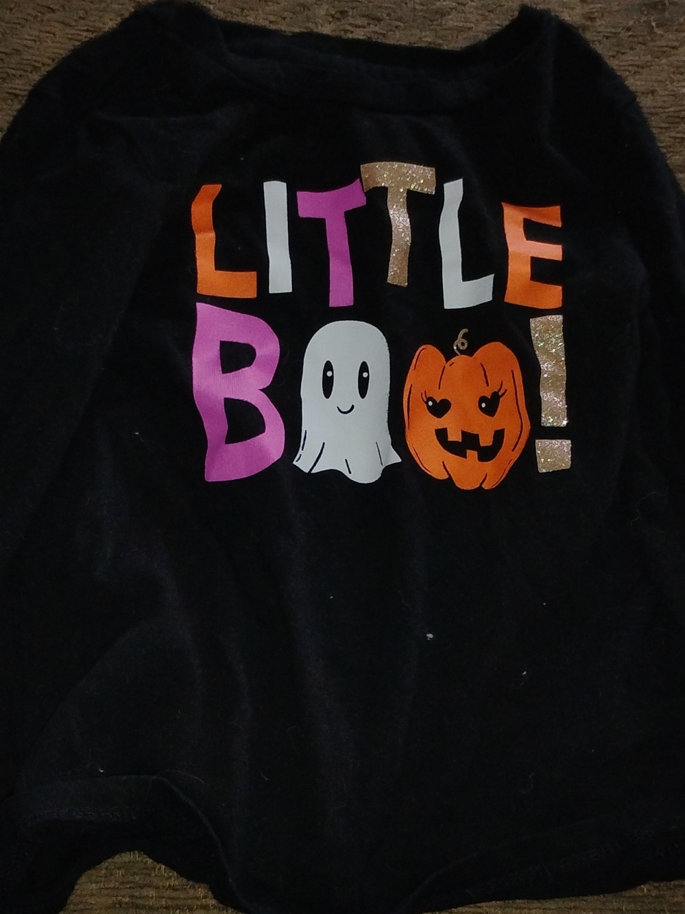 Toddler Girls Halloween Little Boo! Black Long Sleeve Shirt
